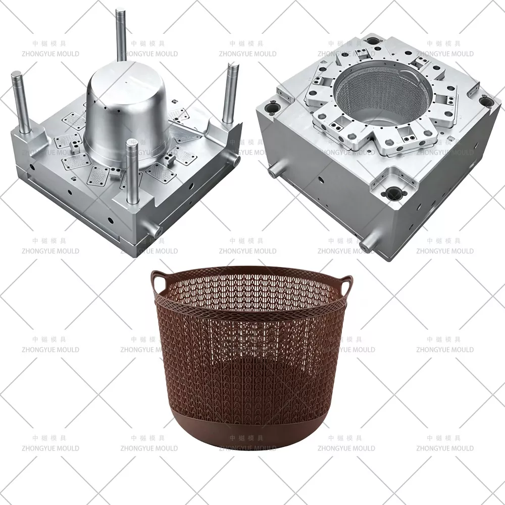 Form für Wäschekörbe aus Kunststoff, Rattan, rund, kurz